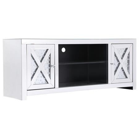 Elegant Decor 59 In. Crystal Mirrored Tv Stand MF9904